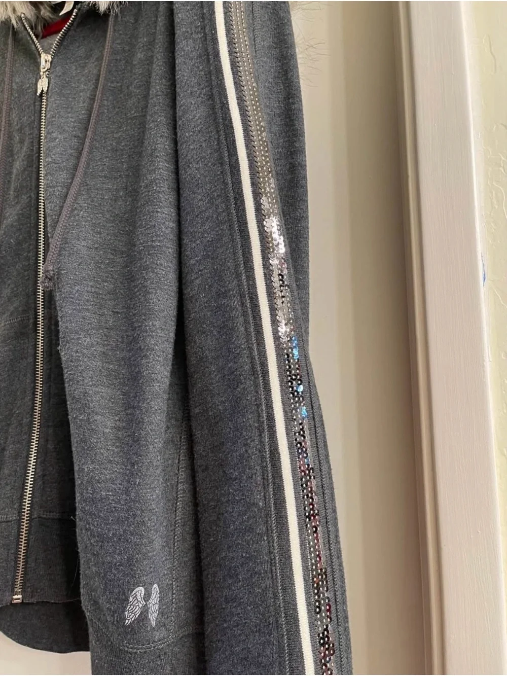Victoria's Secret Gray Hooded Jacket with Faux Fur Trim - Picture 4 of 4